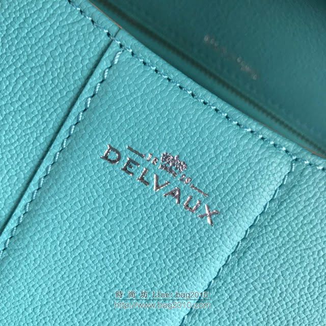 DELVAUX女包 2019春夏最新色 專櫃原廠皮 德爾沃女手提包 DV0028松石藍 中號 Delvaux單肩斜挎包  fcs1164